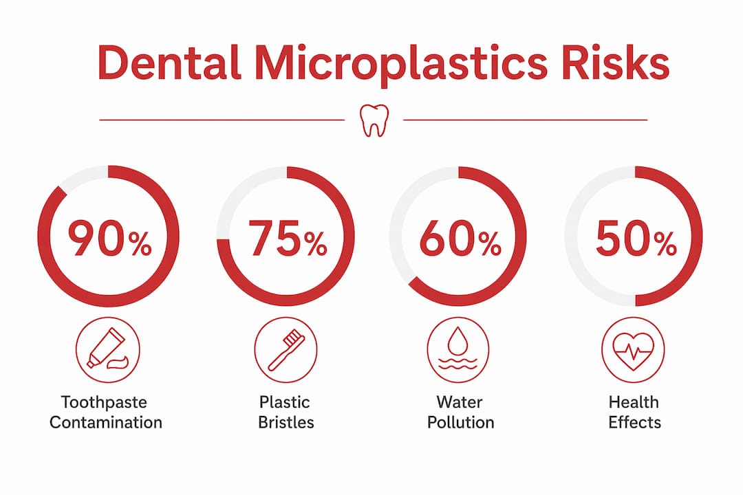 Infographic showing microplastics risks in dental products
