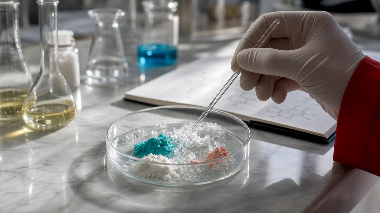 Close-up of active toothpaste ingredients under analysis