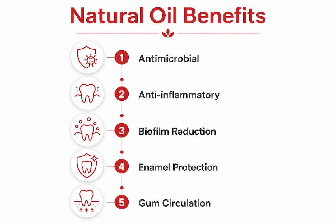 Infographic showing natural oil health benefits steps