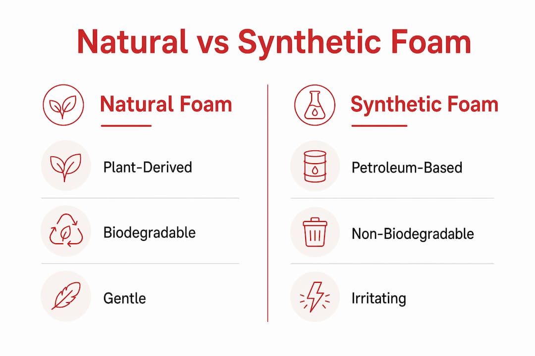 Infographic comparing natural and synthetic oral foams