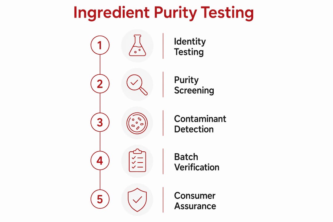 Infographic illustrating steps of oral care ingredient purity testing
