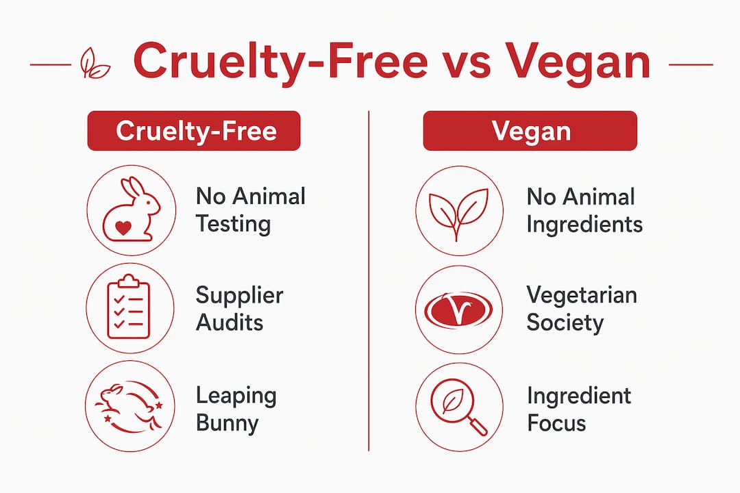 Infographic comparing cruelty-free and vegan oral care