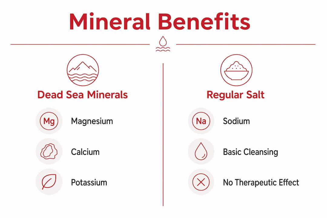 Infographic comparing Dead Sea minerals to regular salt