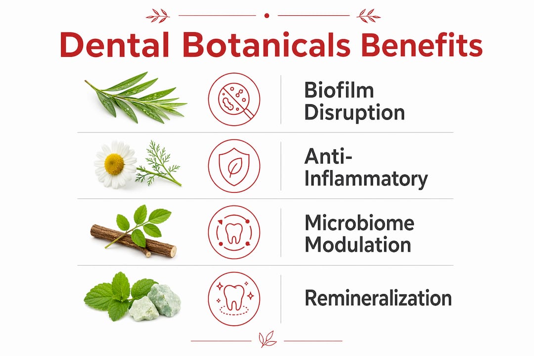 Infographic of dental botanicals benefits in oral care