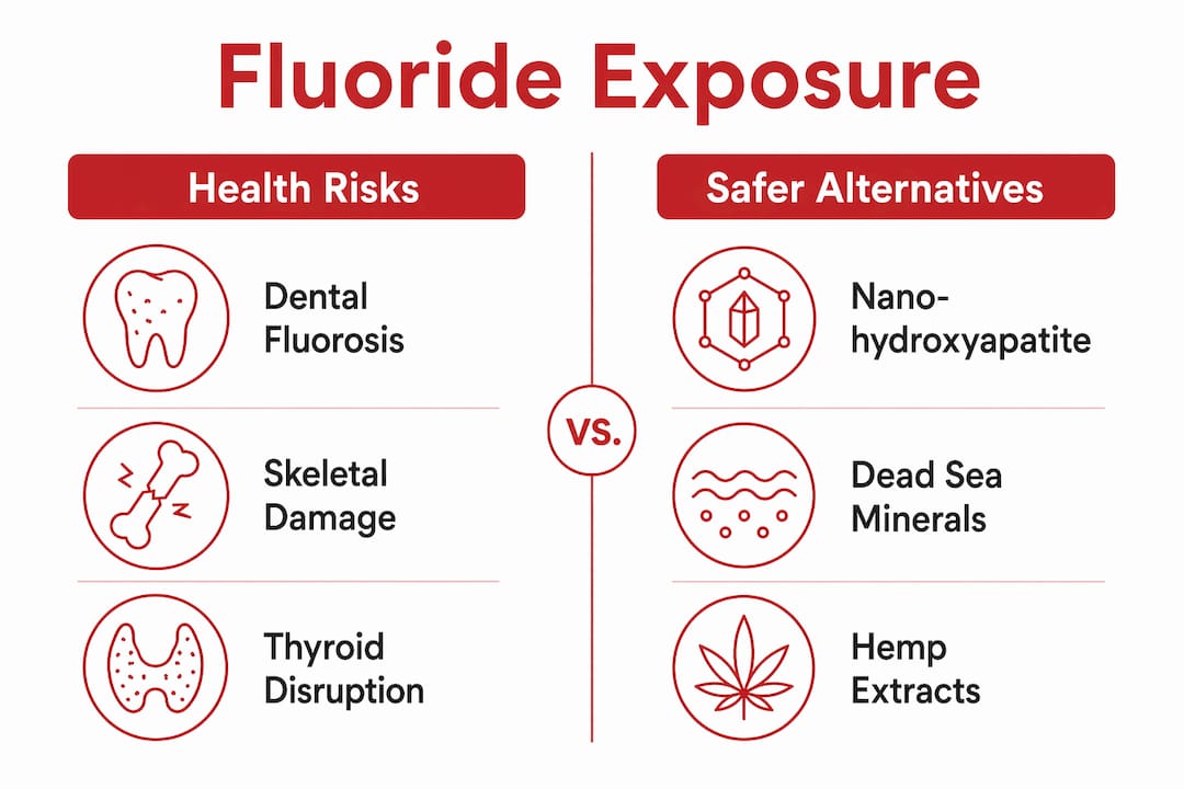 Infographic comparing fluoride risks and alternatives