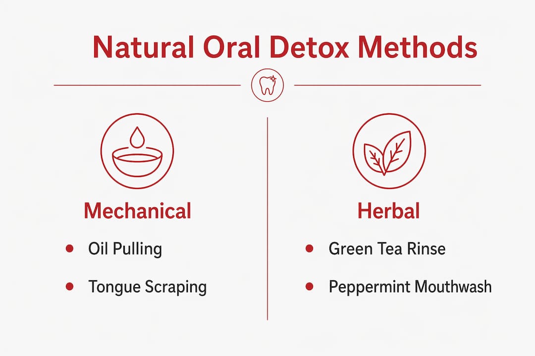 Infographic comparing mechanical and herbal oral detox methods