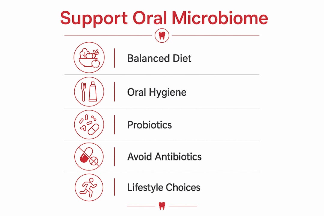 Infographic illustrating ways to support oral microbiome health