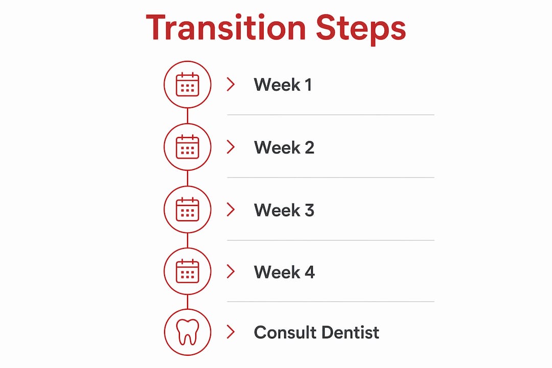 Infographic illustrating step-by-step mouthwash transition