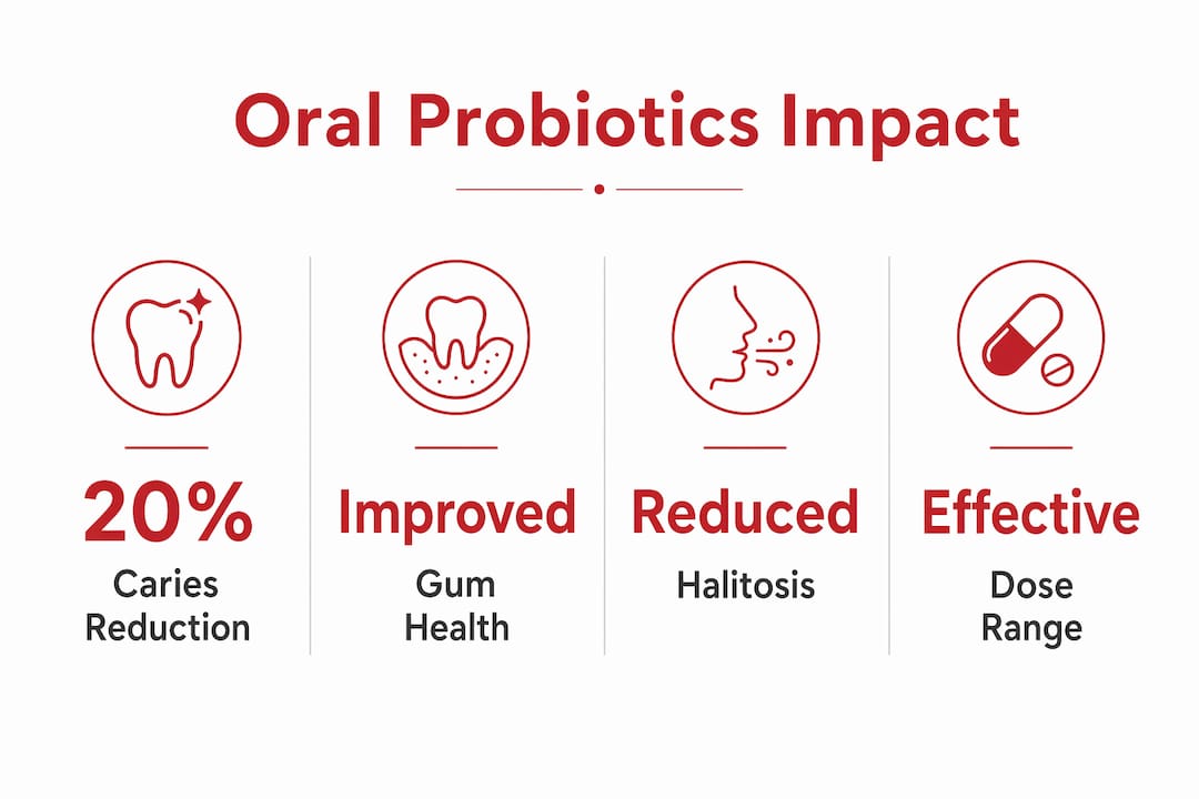 Infographic showing key statistics of oral probiotics benefits