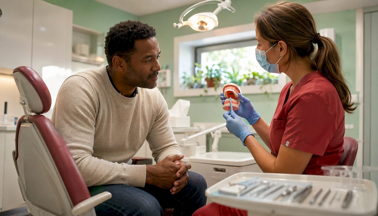 Patient receiving personalized dental care guidance