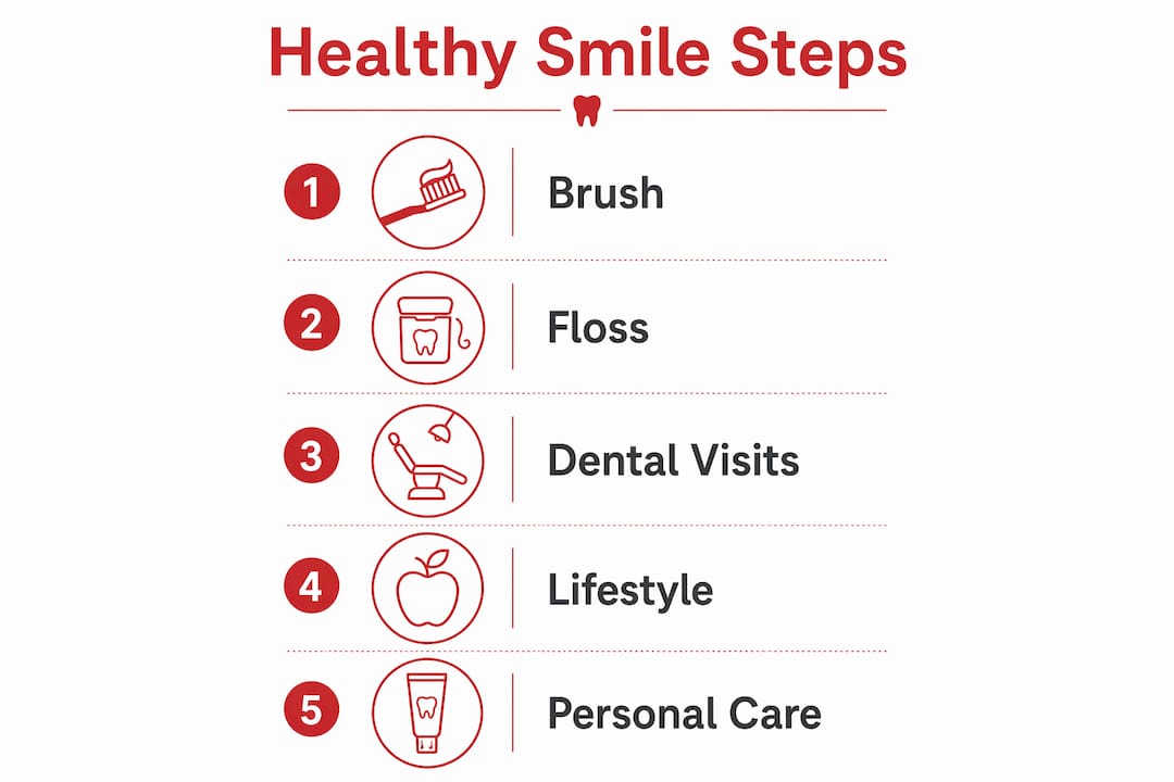 Infographic showing healthy smile routine steps