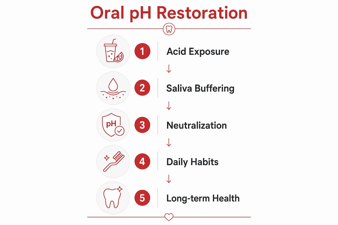 Infographic showing oral pH restoration steps
