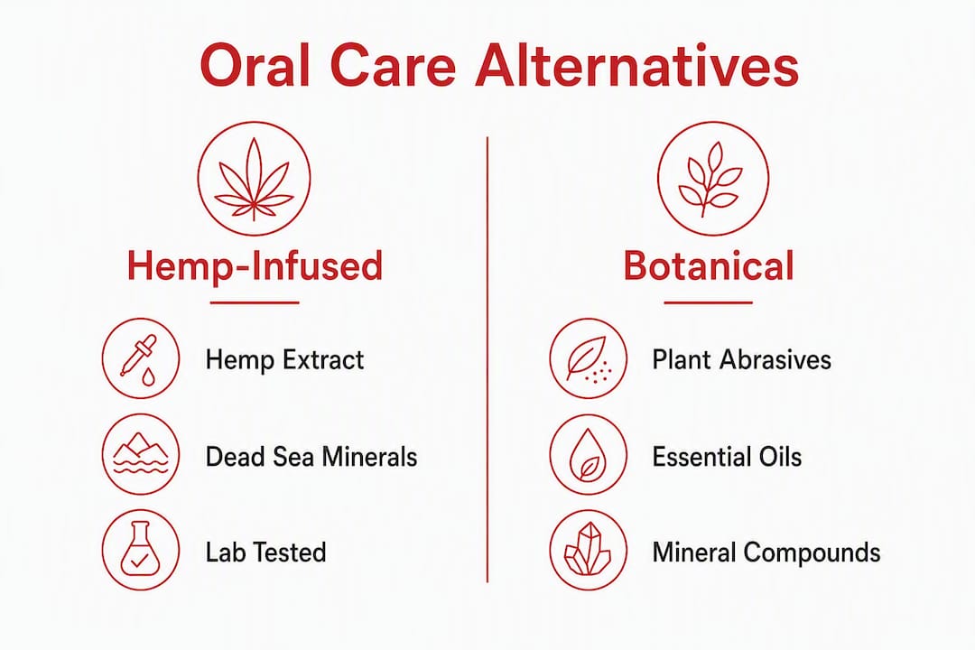 Infographic comparing hemp and botanical oral care options