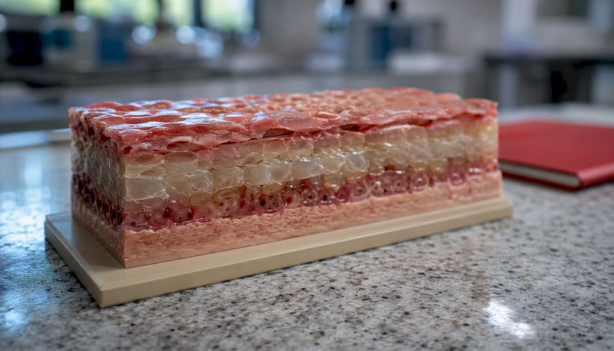 Close-up model of oral mucosal cells