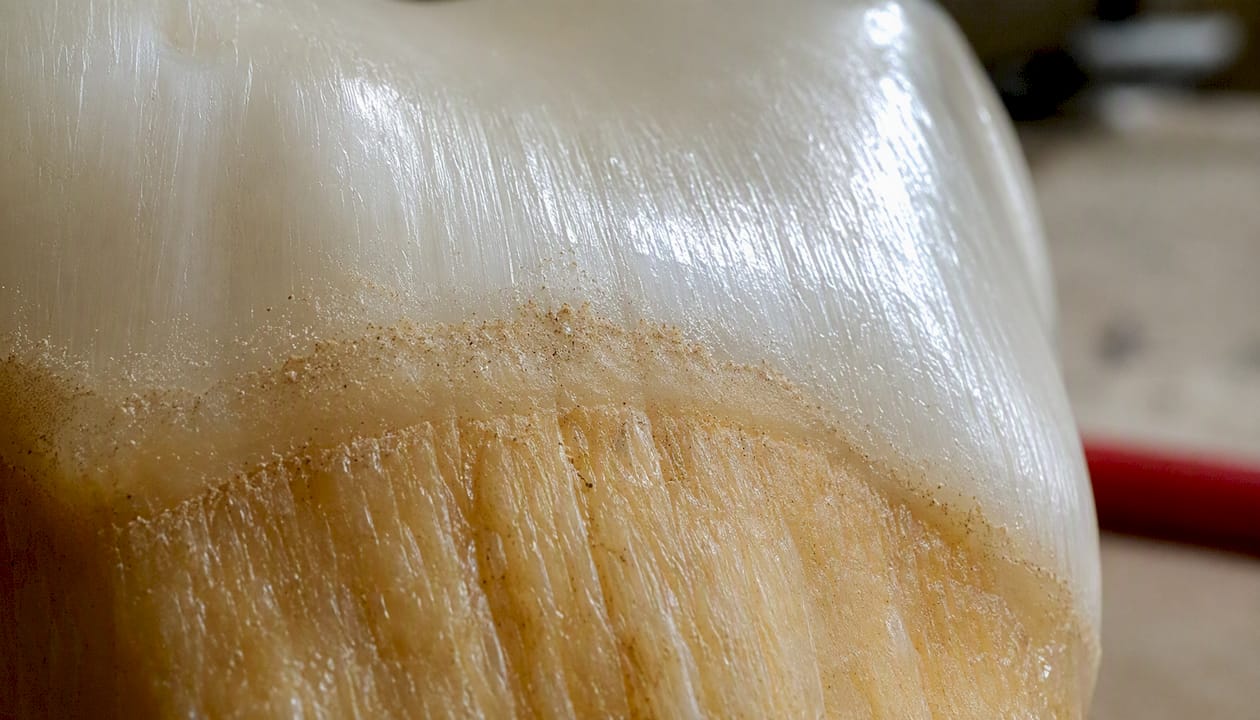 Macro photo of enamel and dentin surface