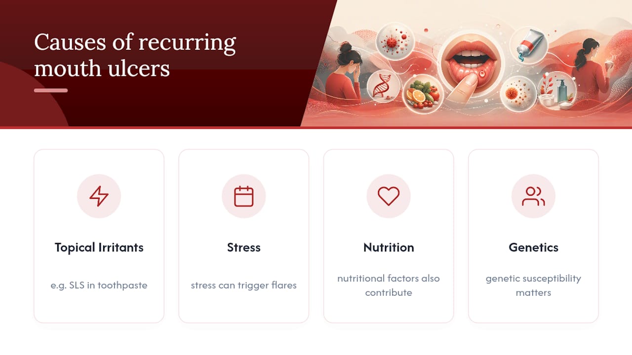Diagram of factors contributing to mouth ulcers