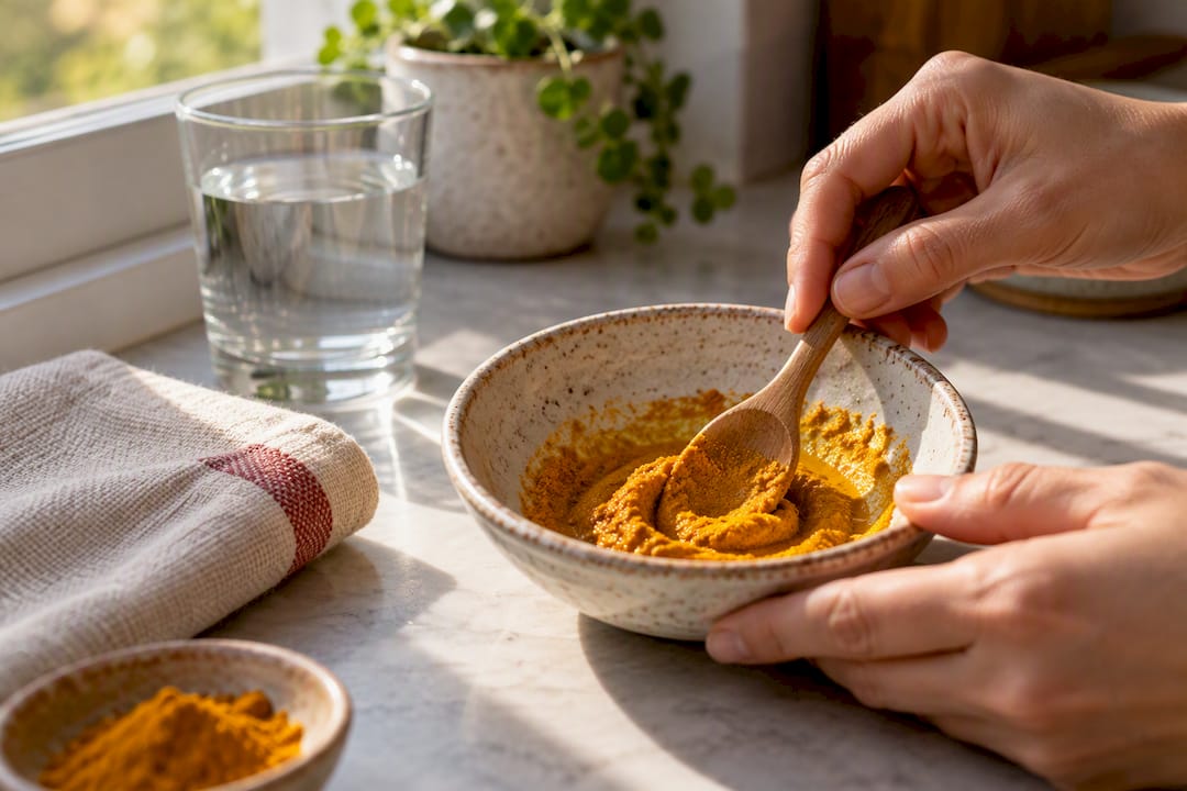 Mixing turmeric paste for tender gums