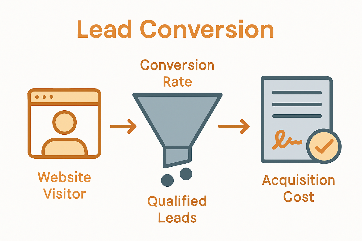 Infographic showing construction marketing ROI from website visitors to signed projects.