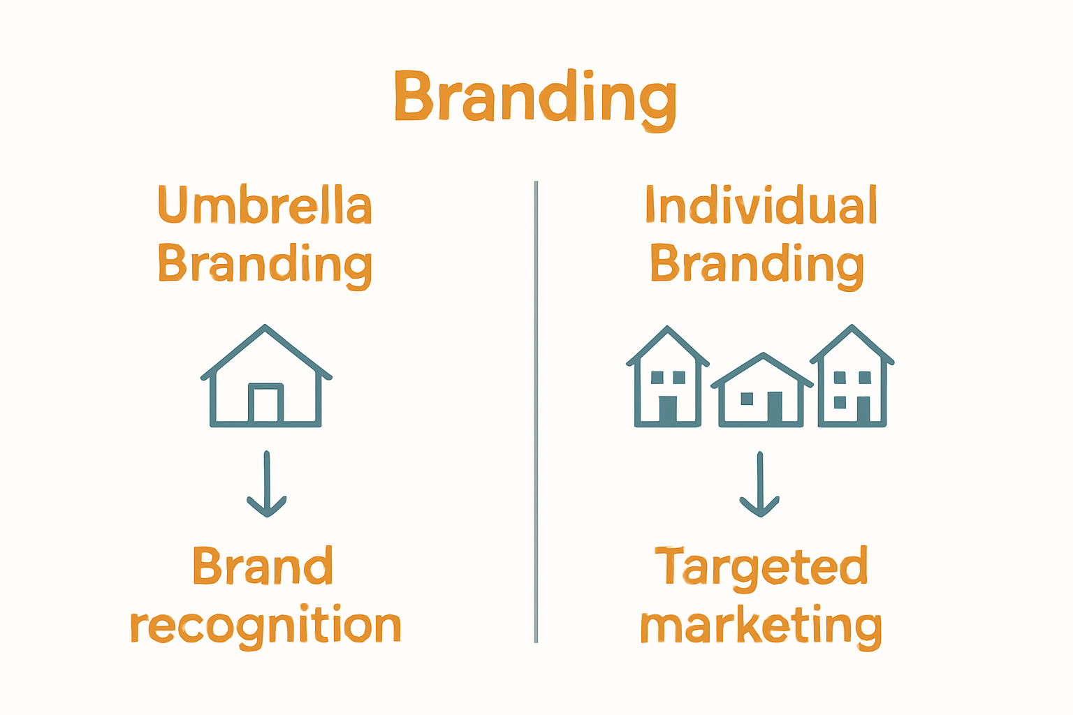 Infographic comparing umbrella and individual branding for builders