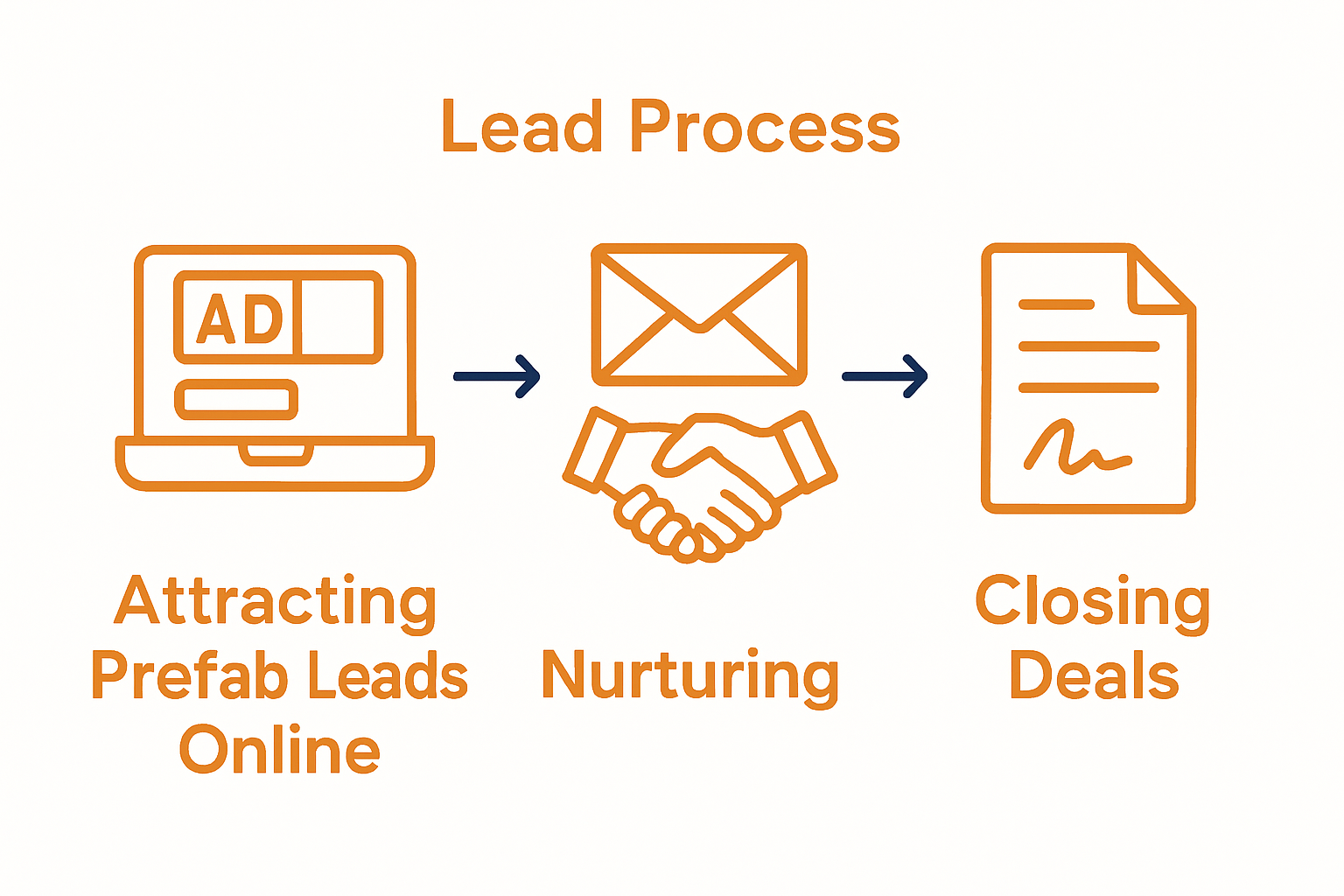 Infographic showing prefab lead generation process