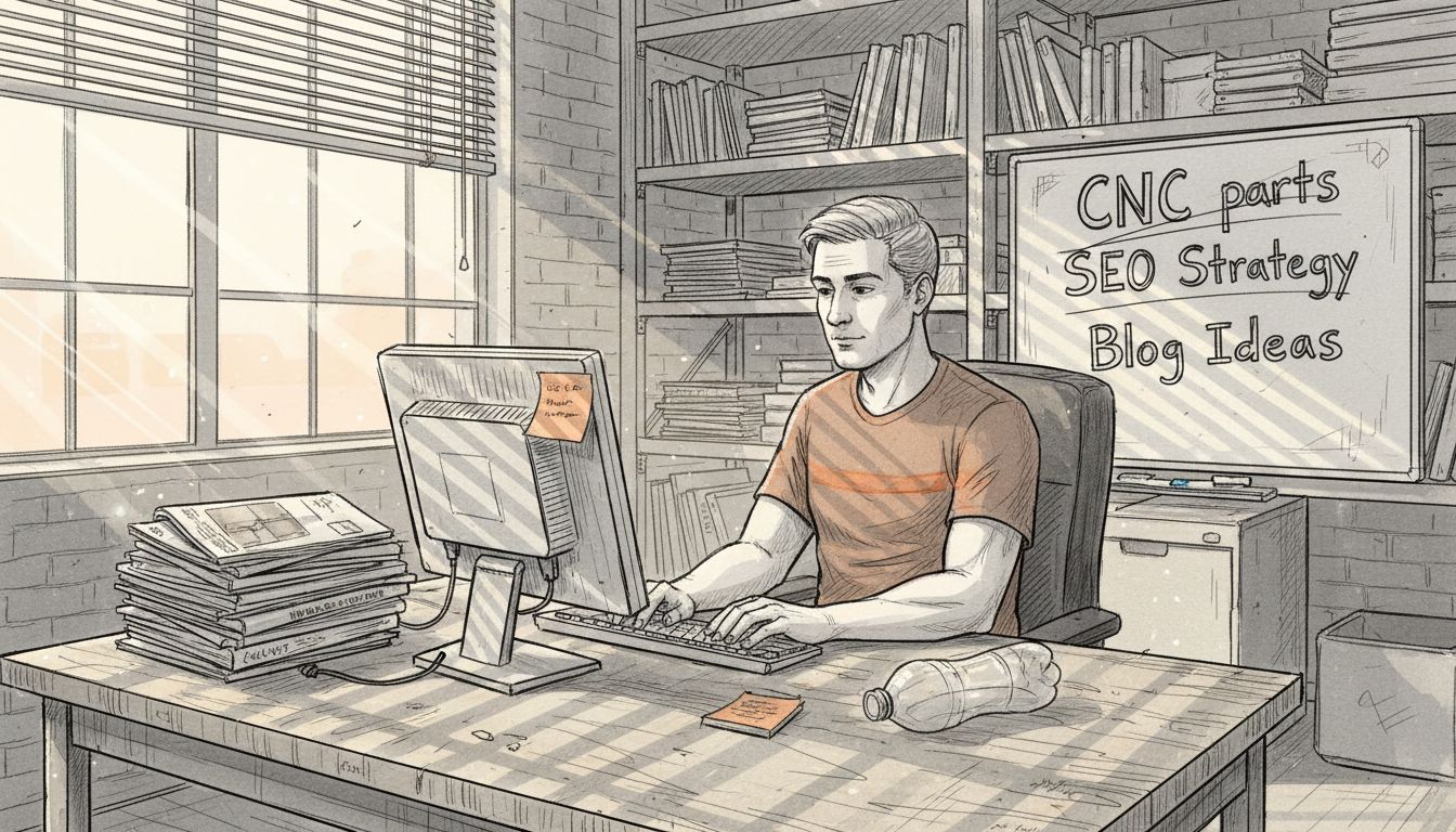 SEO specialist working at manufacturing office desk