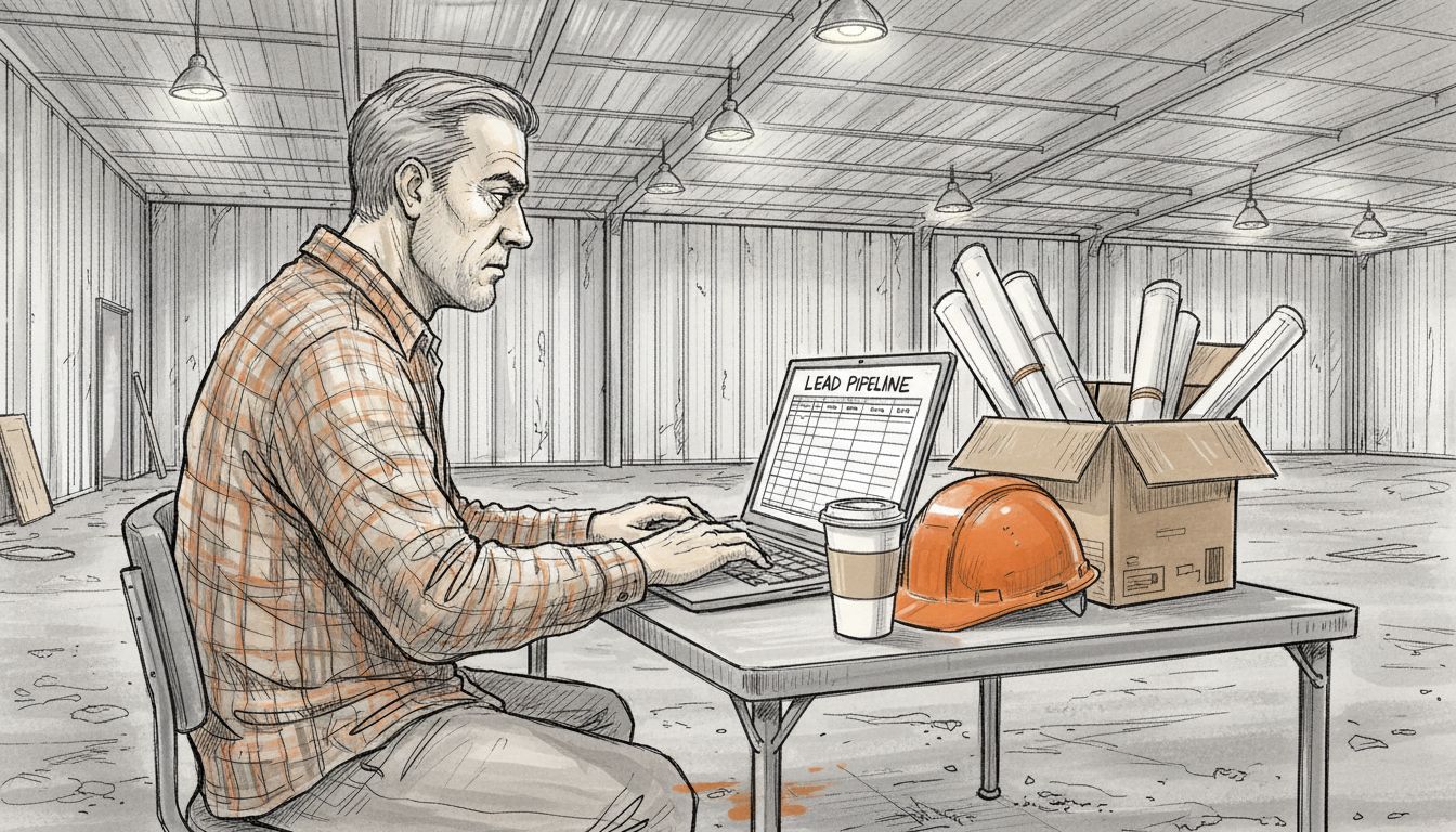 Manager uses laptop for lead automation