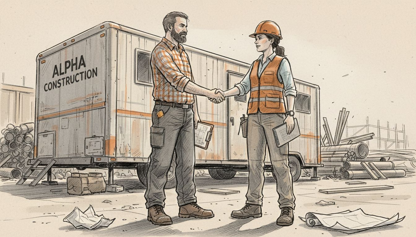 Project manager meeting architect outdoors