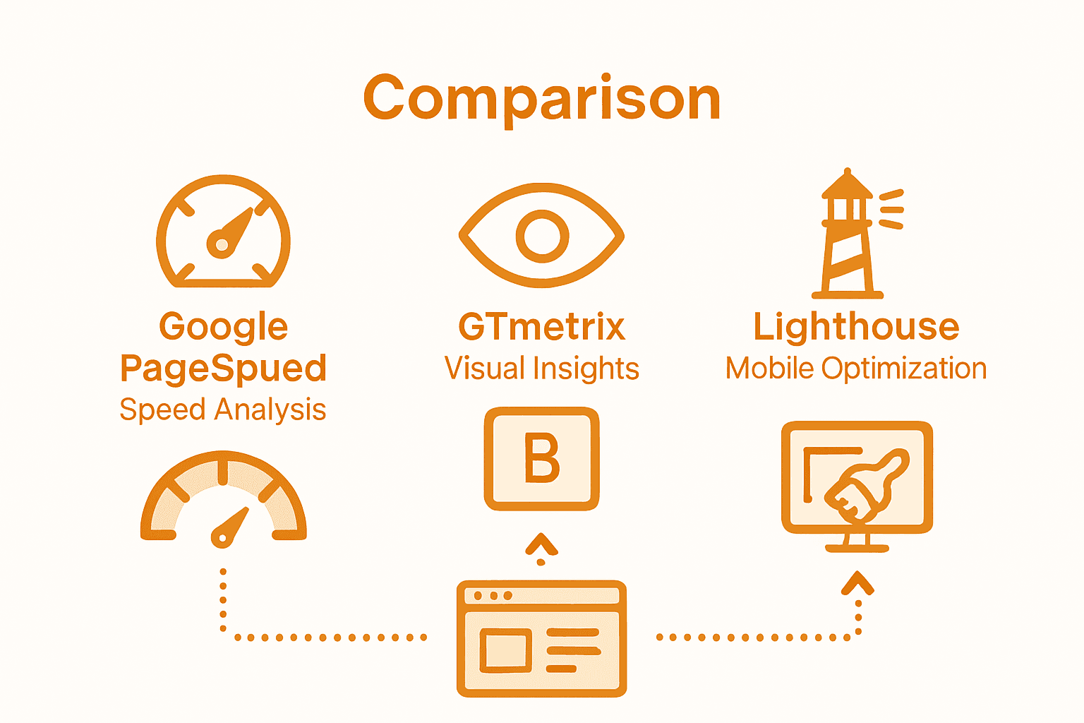 Infographic comparing website performance testing tools