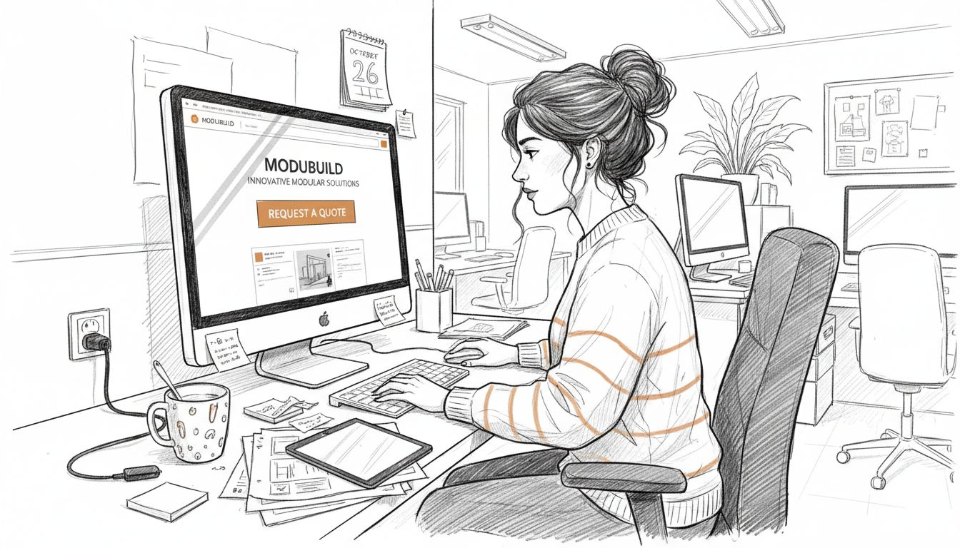 Web designer working on modular site