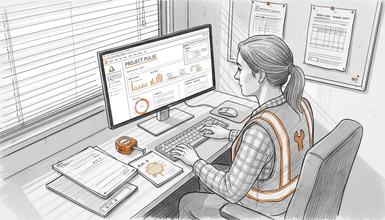 Coordinator using construction CRM dashboard onsite