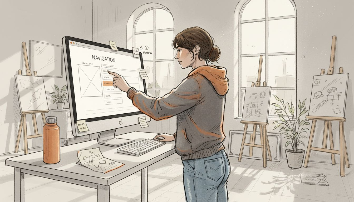 Designer updating website navigation menu