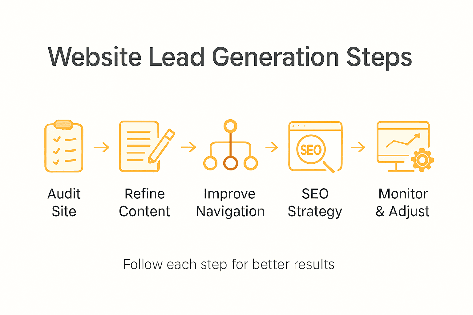 Infographic showing six website optimization steps