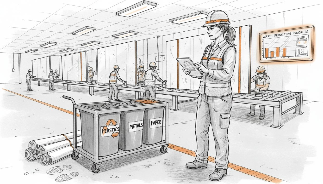 Factory manager with sustainable building materials