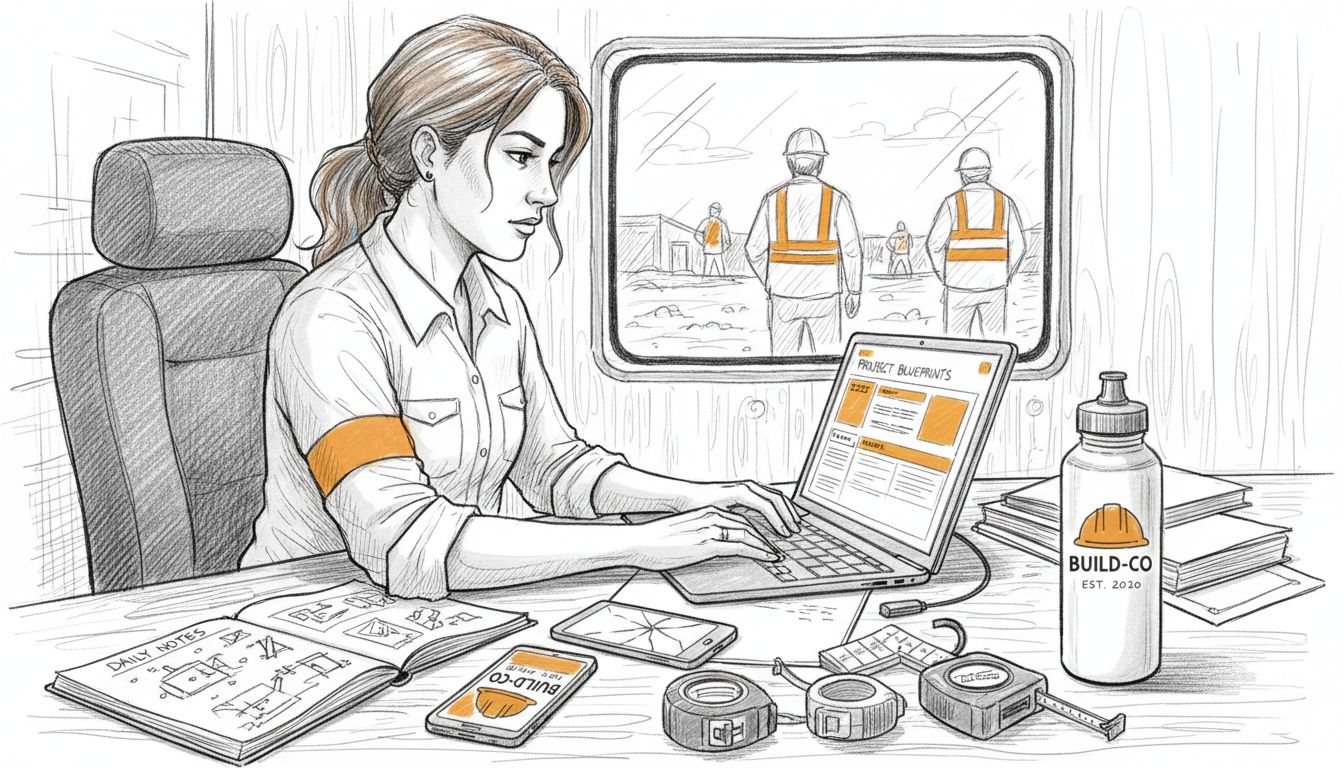 Coordinator updating digital project tracking tool
