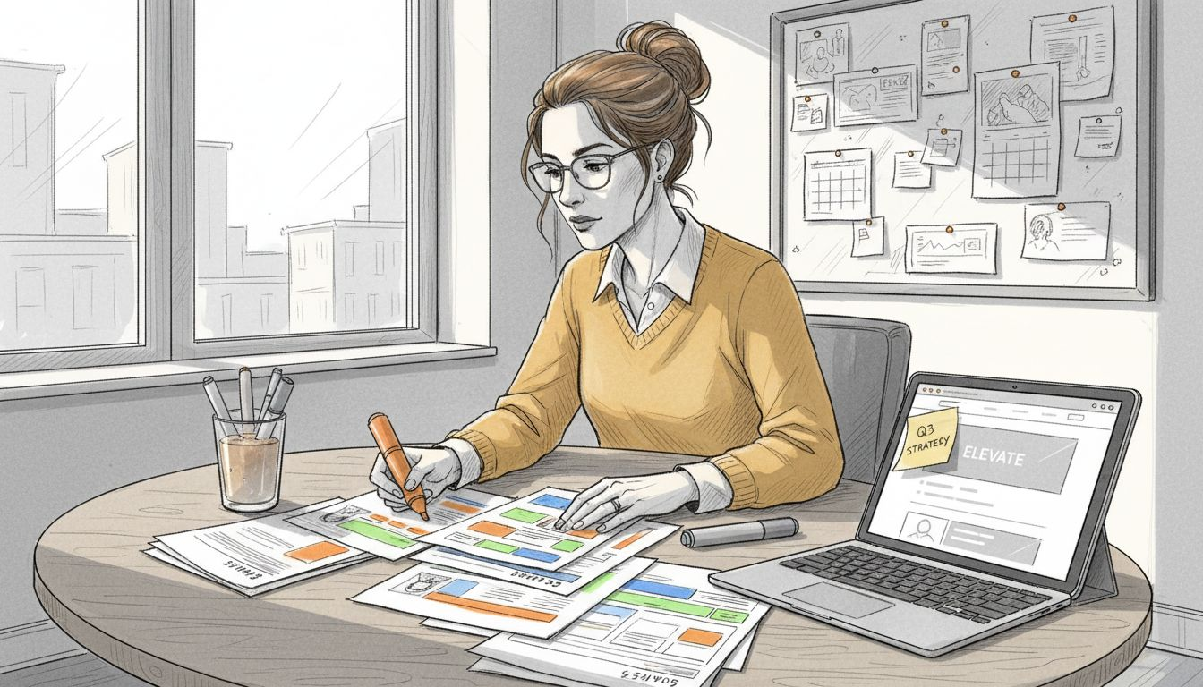 Marketer reviews website audience persona messaging