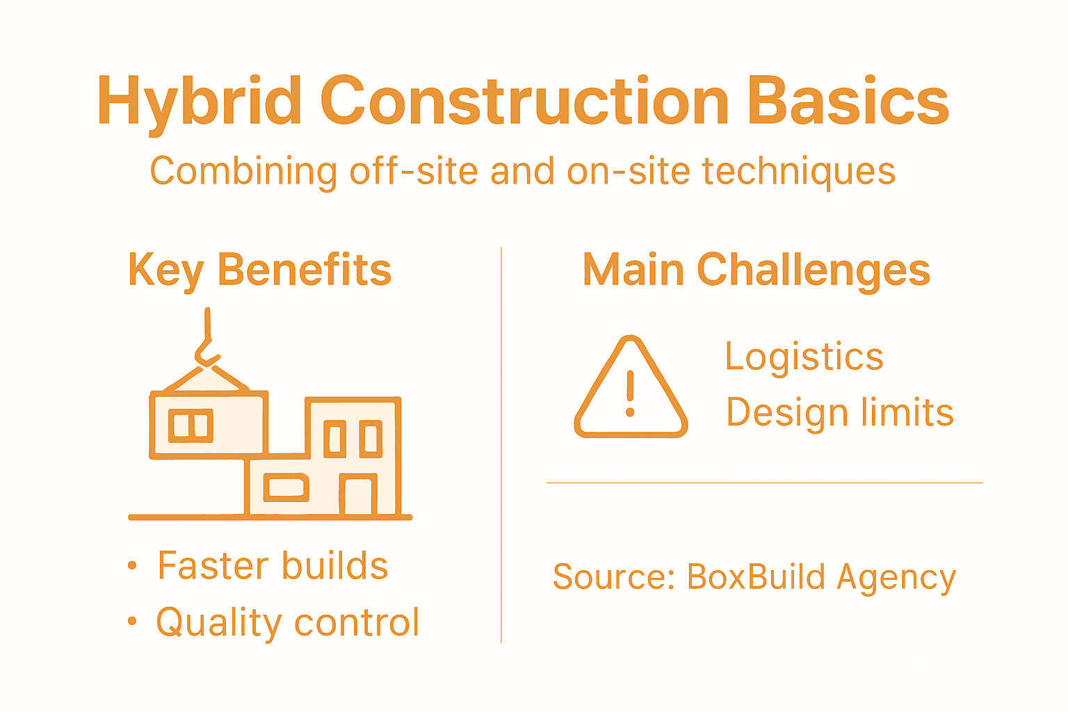 Infographic of hybrid construction benefits and challenges