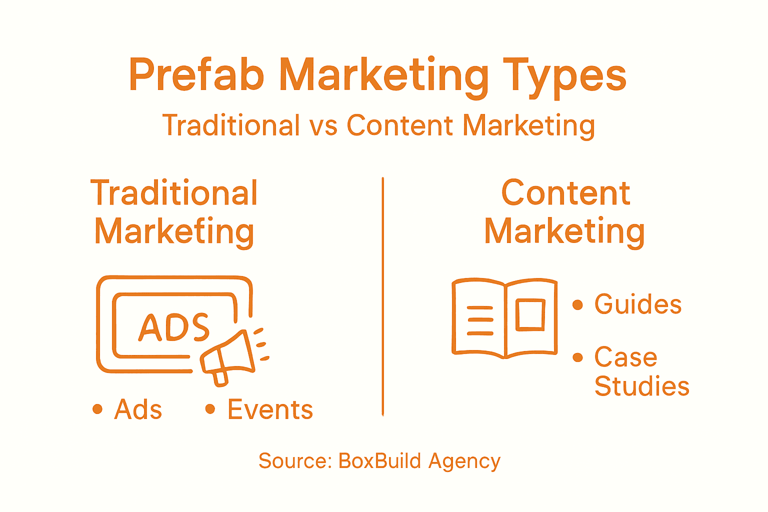 Infographic comparing prefab marketing strategies