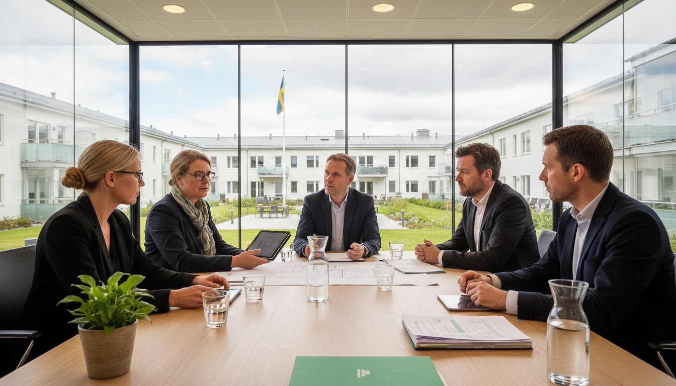 Board members meet in modern condo office