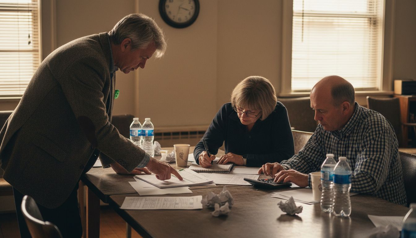 Board members discussing financial reports