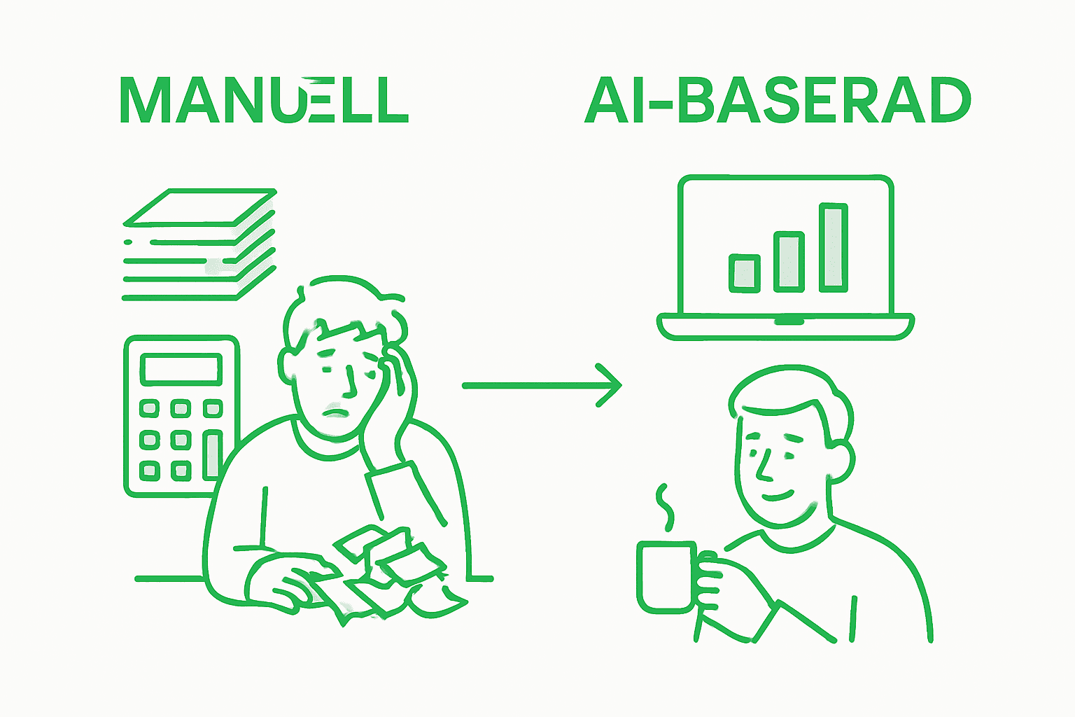 Grafik som visar skillnaderna mellan traditionell ekonomihantering och AI-baserad ekonomi