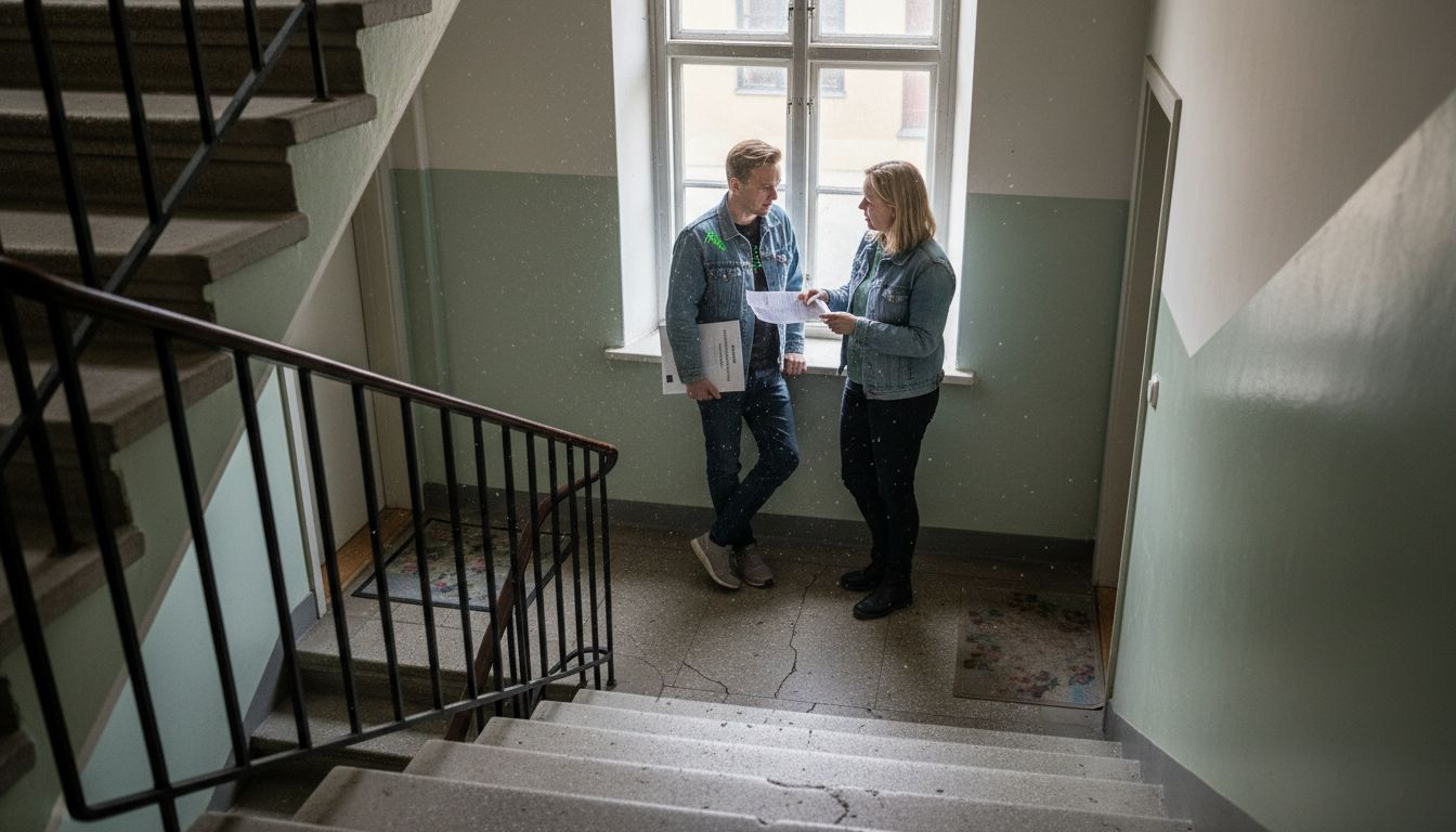 Det blir ofta spontana ekonomisnack om föreningen när grannarna möts i trapphuset.