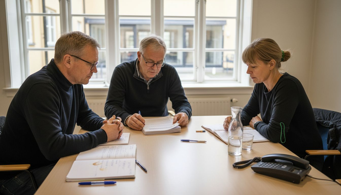 Styrelsen samlas i konferensrummet för att gå igenom företagets ekonomi.
