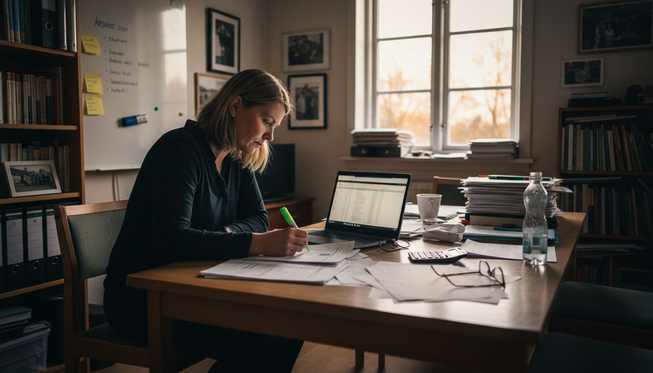 Ekonomiansvarig går igenom och kvalitetssäkrar föreningens bokslutsrapport.