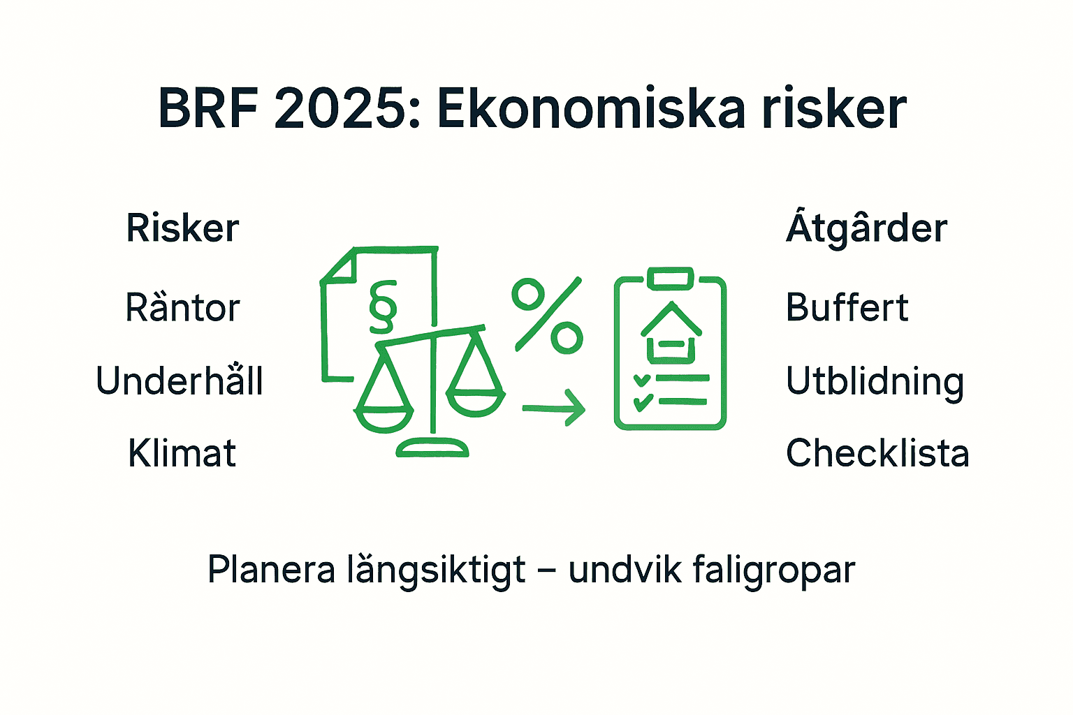 Grafisk översikt: Vanliga risker i bostadsrättsföreningar och hur man kan förebygga dem