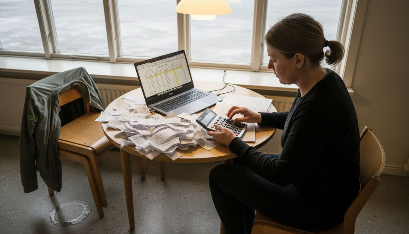 En kvinna går igenom föreningens utgifter