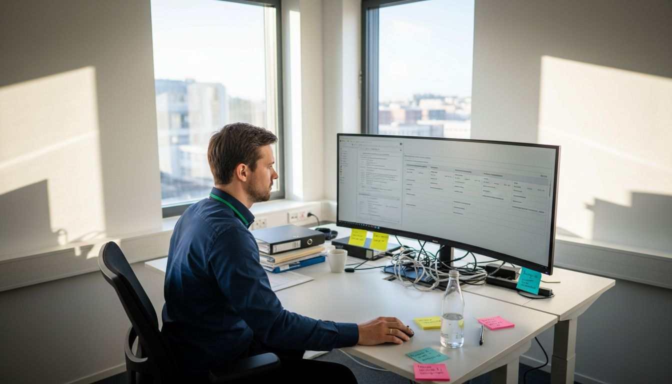 Fastighetskonsult går igenom den digitala årsredovisningen