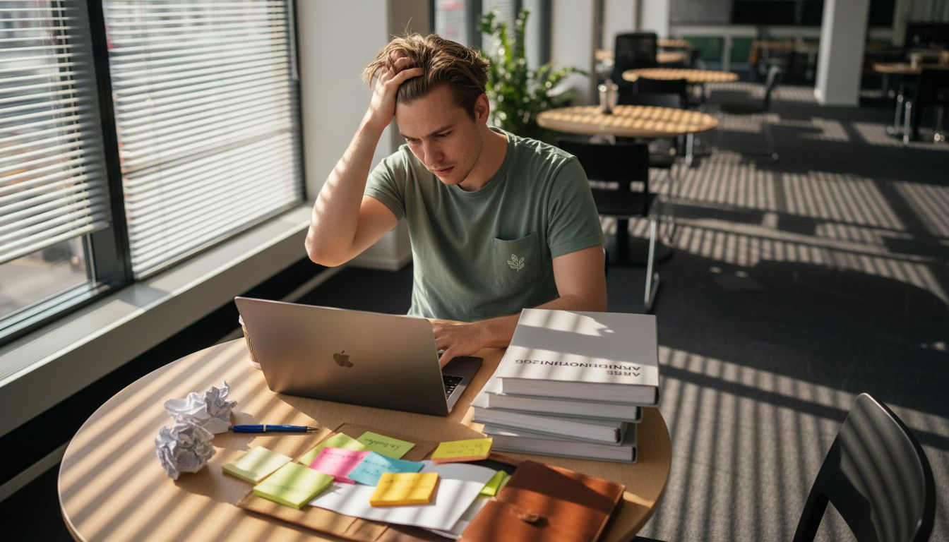 Styrelseledamot ser bekymrad ut under arbetet med ekonomin