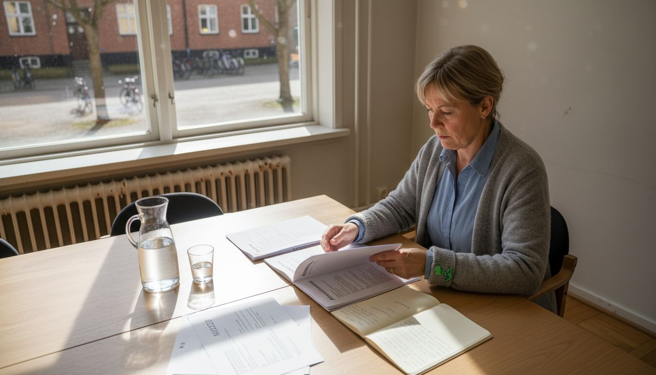Styrelseledamot går igenom årsredovisningen för bostadsrättsföreningen