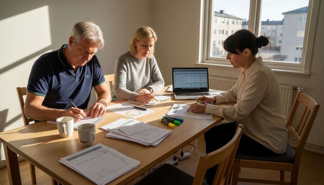 Genomgång av budgeten tillsammans med teamet i konferensrummet