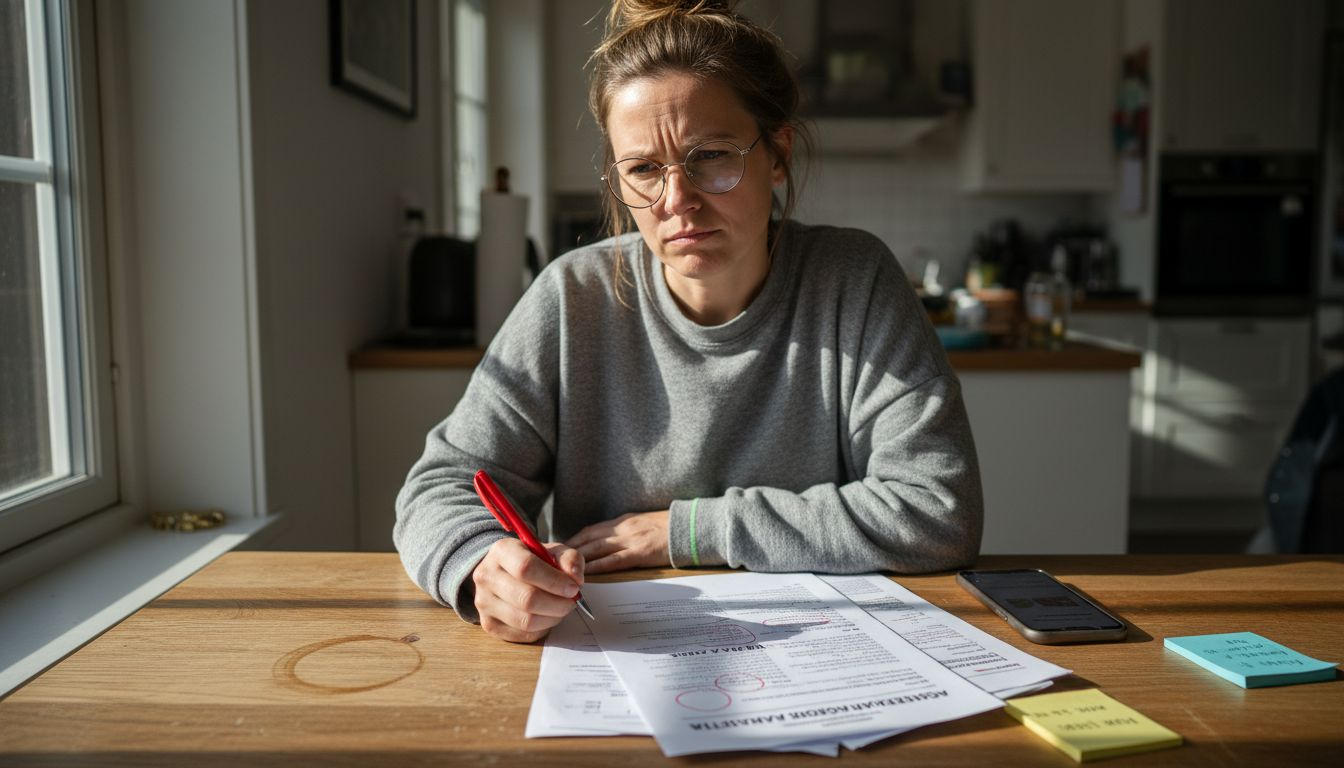 Kvinna granskar rapport och viktiga ekonomiska nyckeltal